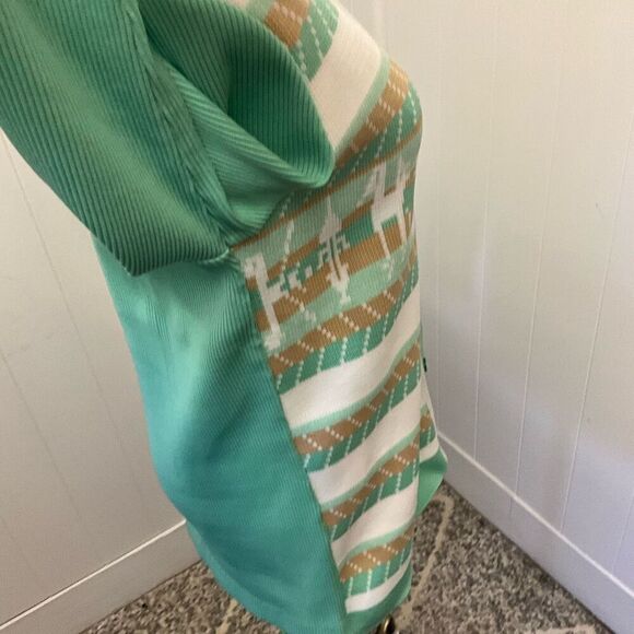 Vintage Women’s 12 Green Holiday Christmas Cardigan Sweater Granny USA - Picture 7 of 13